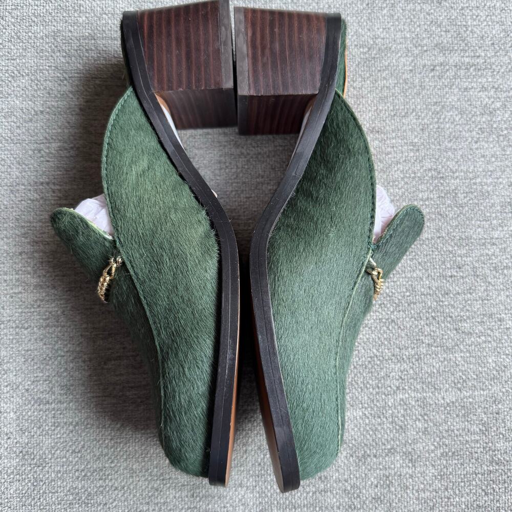 Madewell Farida Mules Calf Hair Chunky Heel Green Women's 7 - Picture 8 of 10
